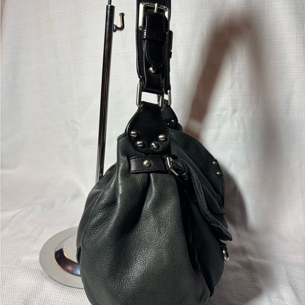 Kenneth Cole New York Black Pebbled Leather Shoulder Hobo Bag - Picture 10 of 17